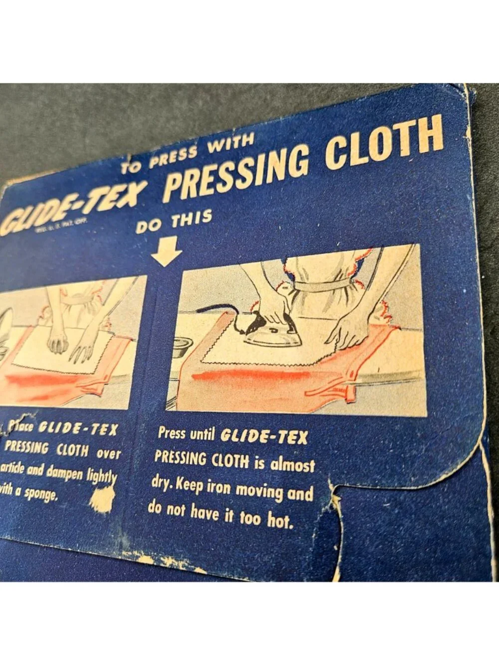 Vintage 1945 Sewing Lot Glide-Tex Pressing Cloth Clip-Ons Linen Hankie Transfer
